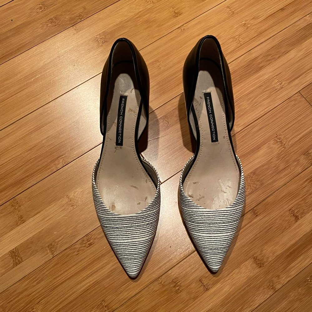 Lightly used French Connection black/white heels (size 40)